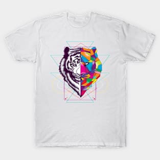 tiger-face-with-sacred-geometry-ornament design - Gifts T-Shirt